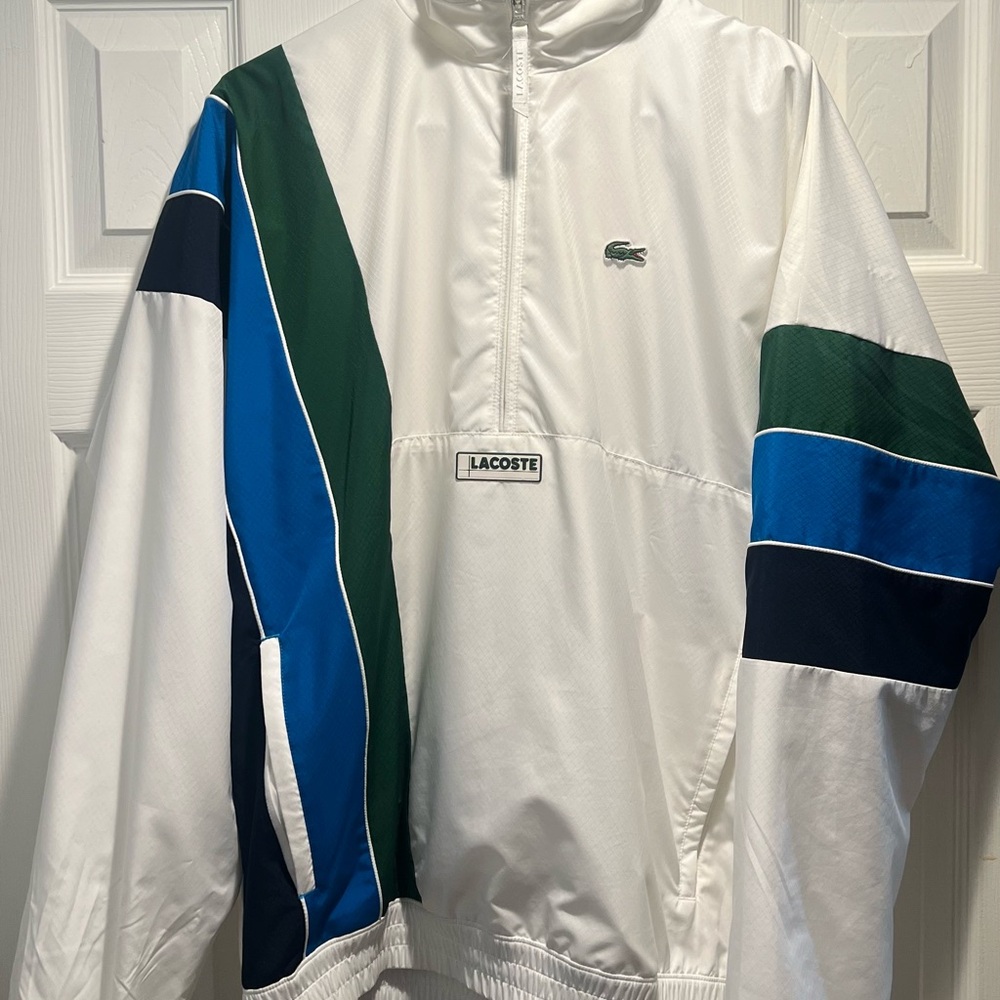 Lacoste White and Multicolor Windbreaker
